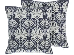 Set di 2 cuscini NEMESIA Cotone 45 x 45 cm Blu scuro Trama Ikat