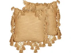Set di 2 cuscini OLEARIA Cotone 45 x 45 cm Beige sabbia Tinta unita