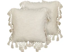 Set di 2 cuscini OLEARIA Cotone 45 x 45 cm Beige Tinta unita