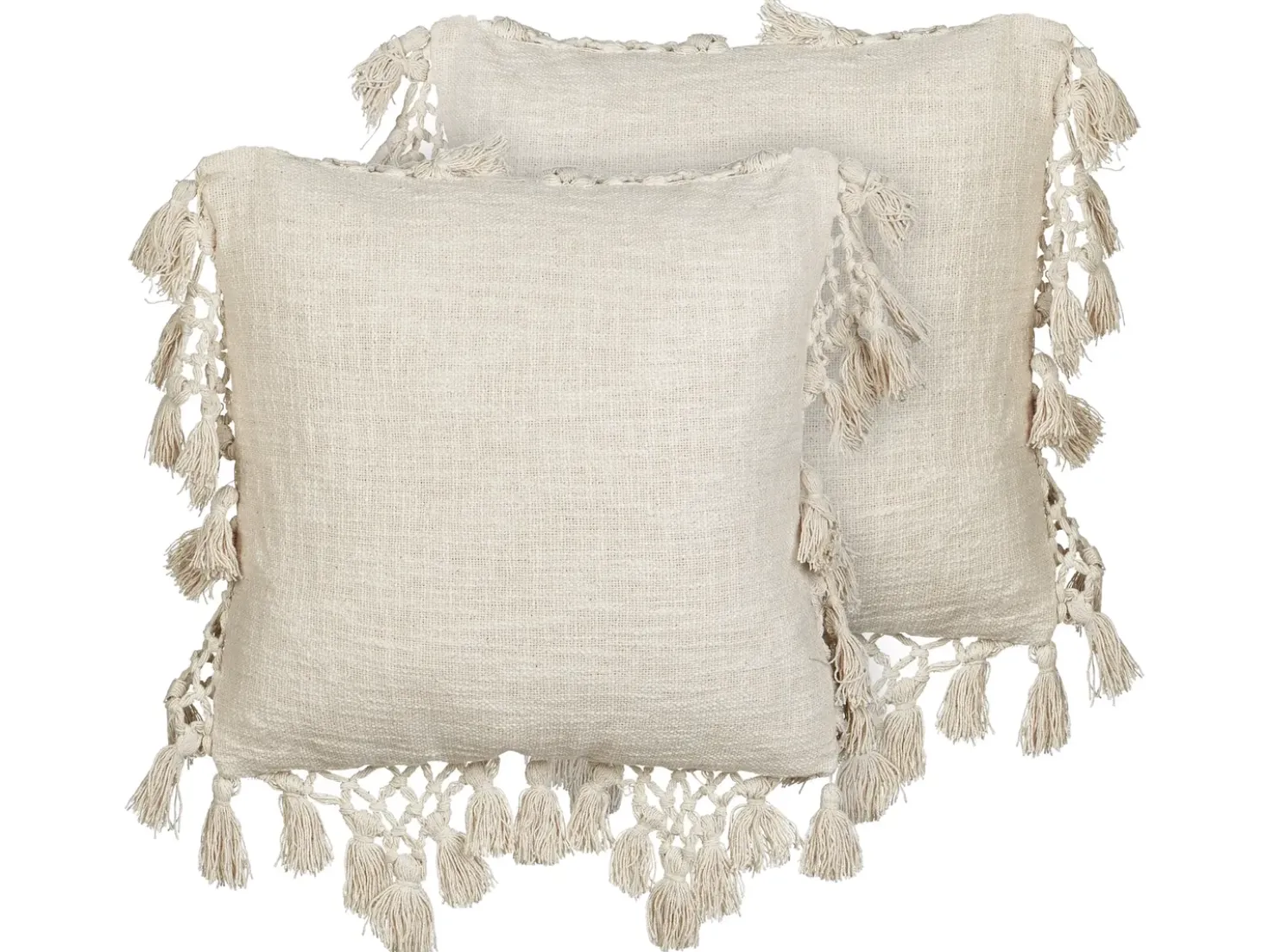 Set di 2 cuscini OLEARIA Cotone 45 x 45 cm Beige Tinta unita