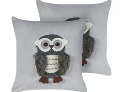 Set di 2 cuscini OPHRYS Velluto 45 x 45 cm Grigio