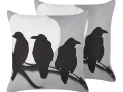 Set di 2 cuscini ORADEA Velluto 45 x 45 cm Grigio Trama animale