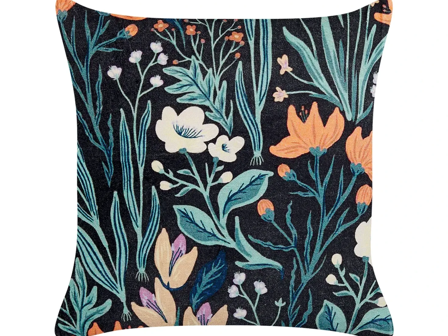 Set di 2 cuscini OSMUNDA Velluto 45 x 45 cm Nero Trama floreale