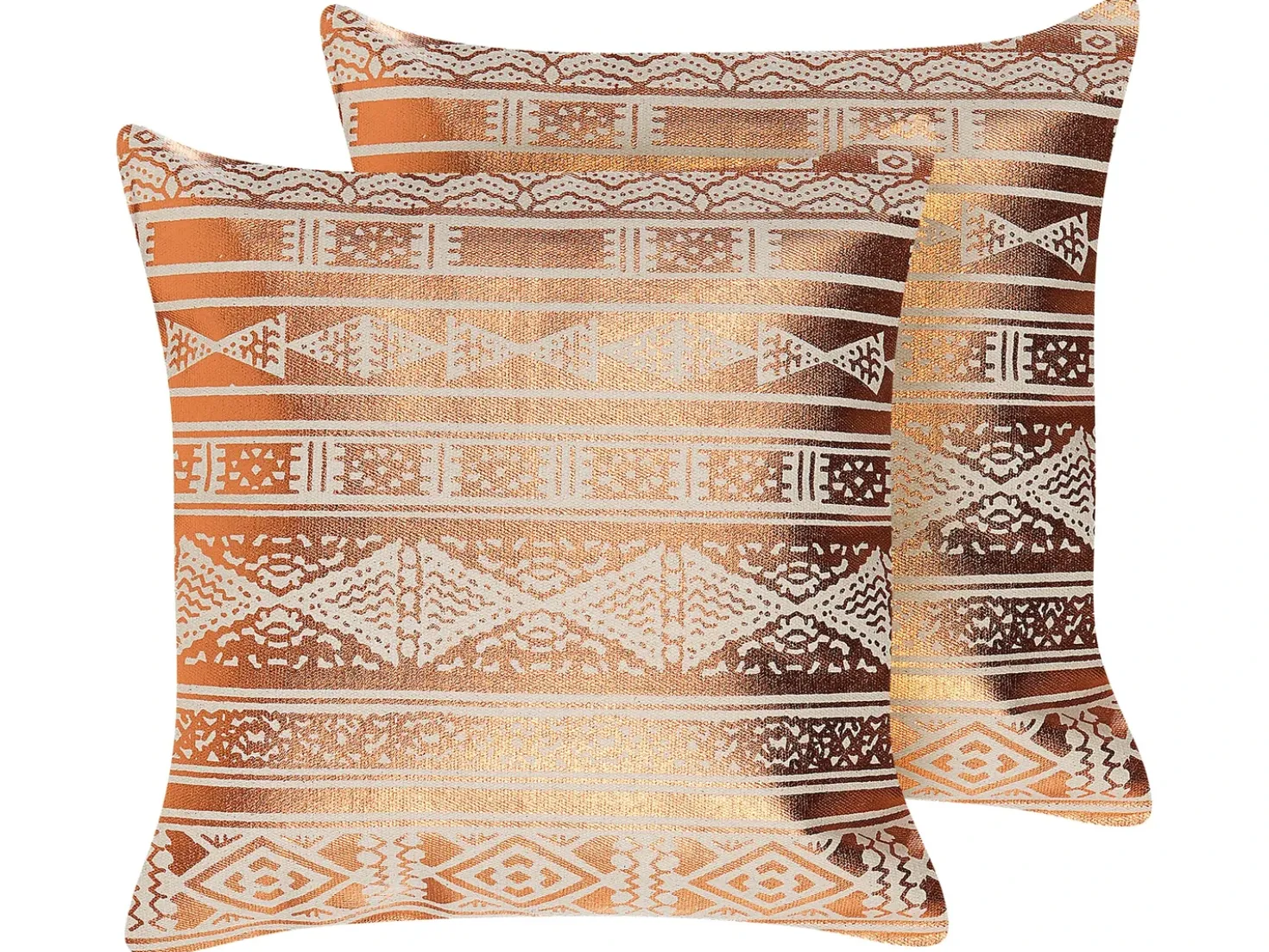 Set di 2 cuscini OUJDA Cotone 50 x 50 cm Rame Trama geometrica