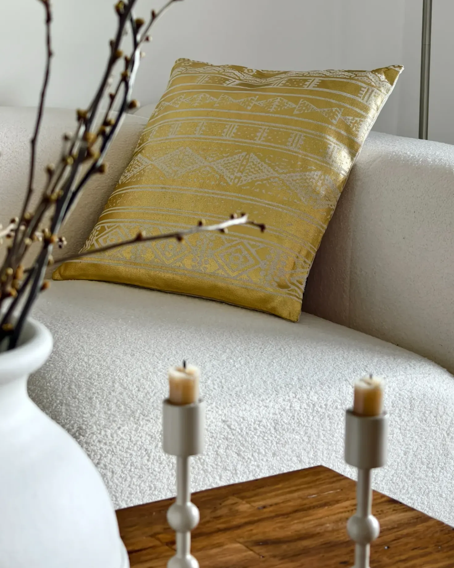 Set di 2 cuscini OUJDA Cotone 50 x 50 cm Oro Trama geometrica
