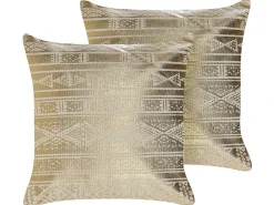 Set di 2 cuscini OUJDA Cotone 50 x 50 cm Oro Trama geometrica