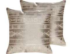 Set di 2 cuscini OUJDA Cotone 50 x 50 cm Oro rosa Trama geometrica