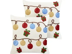 Set di 2 cuscini PALMIER Velluto 45 x 45 cm Bianco sporco Modello natalizio