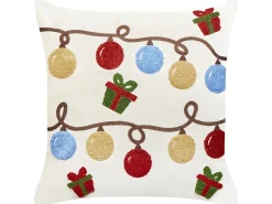 Set di 2 cuscini PALMIER Velluto 45 x 45 cm Bianco sporco Modello natalizio