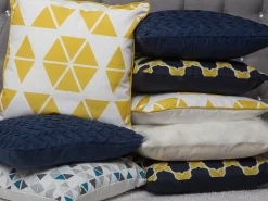 Set di 2 cuscini PANSY 45 x 45 cm Giallo Trama geometrica