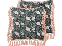 Set di 2 cuscini PARROTIA Velluto 45 x 45 cm Foglia di tè Trama floreale