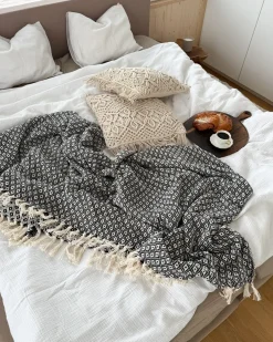 Set di 2 cuscini PATTAN Cotone 45 x 45 cm Beige Trama geometrica