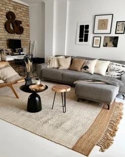 Set di 2 cuscini PELLAEA Cotone 45 x 45 cm Beige chiaro Trama geometrica