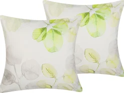 Set di 2 cuscini PEPEROMIA Cotone 45 x 45 cm Bianco Trama di piante