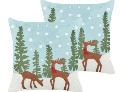 Set di 2 cuscini PEPPERMINT Cotone 45 x 45 cm Azzurro