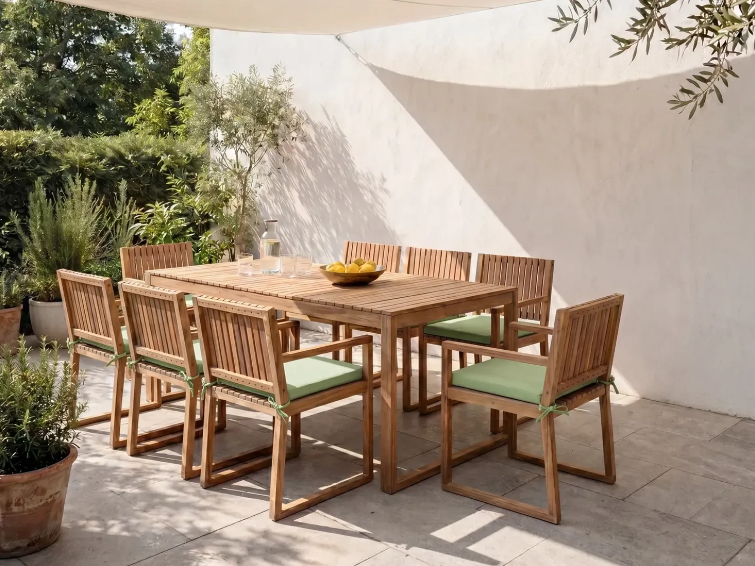 Set di 8 cuscini per sedie SASSARI PREMIUM 46 x 46 cm Verde chiaro
