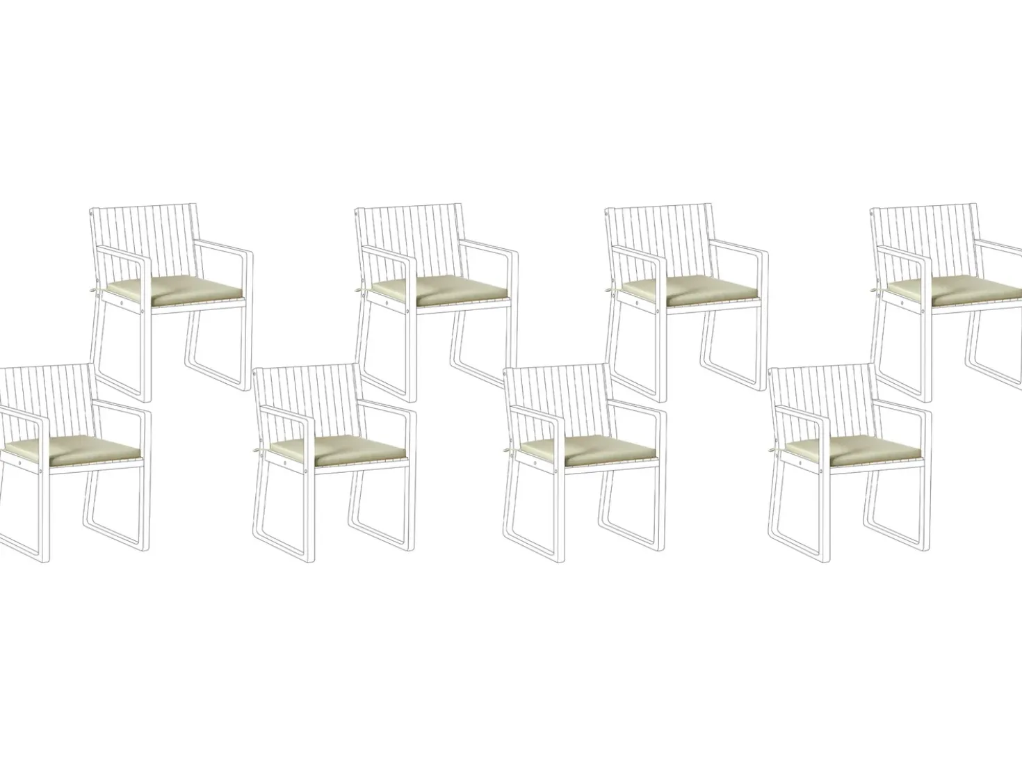 Set di 8 cuscini per sedie SASSARI PREMIUM 46 x 46 cm Verde chiaro