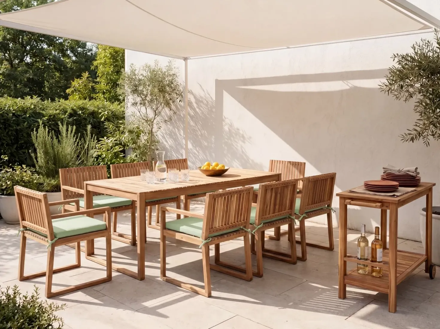 Set di 8 cuscini per sedie SASSARI PREMIUM 46 x 46 cm Verde chiaro