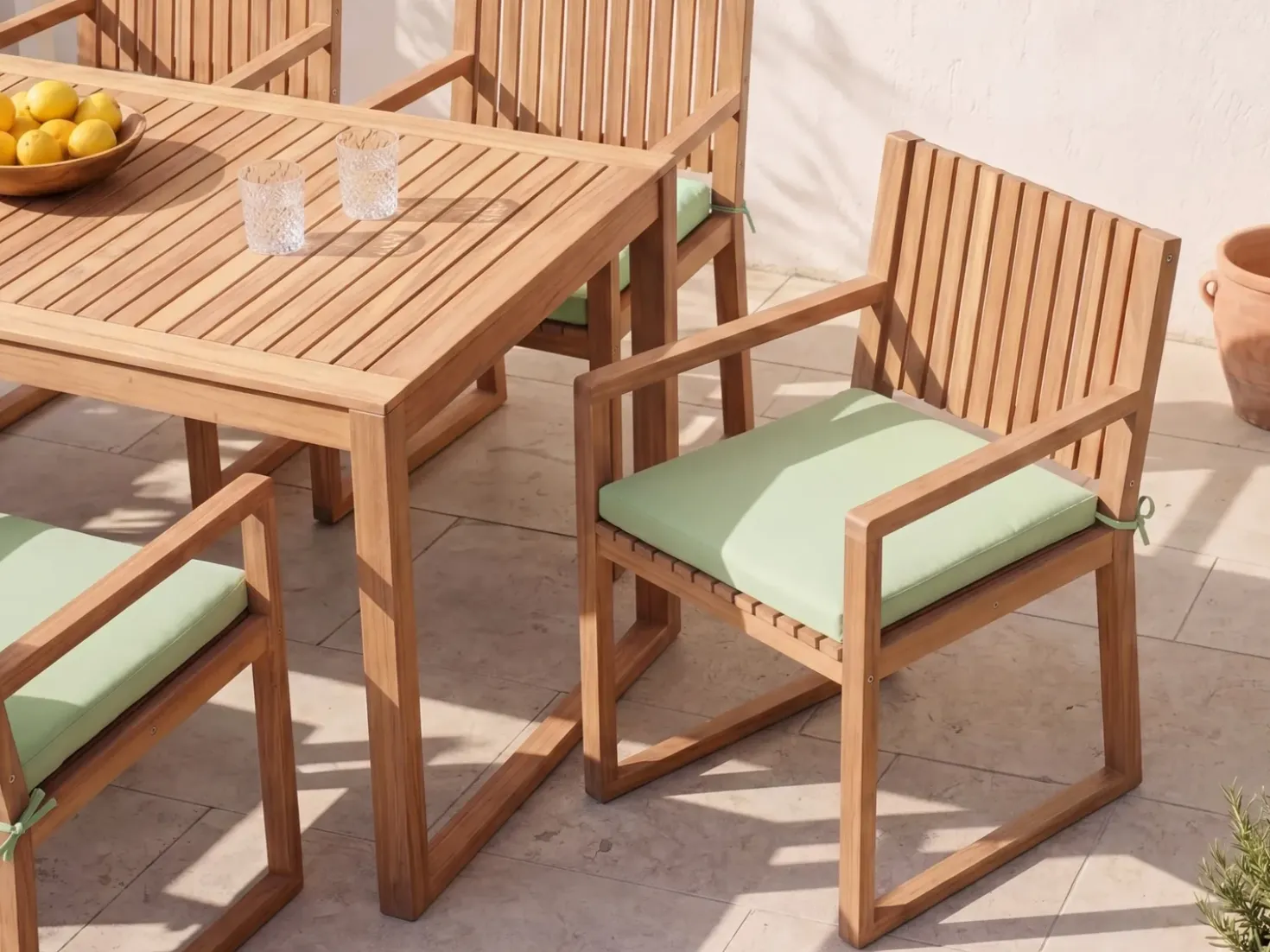Set di 8 cuscini per sedie SASSARI PREMIUM 46 x 46 cm Verde chiaro