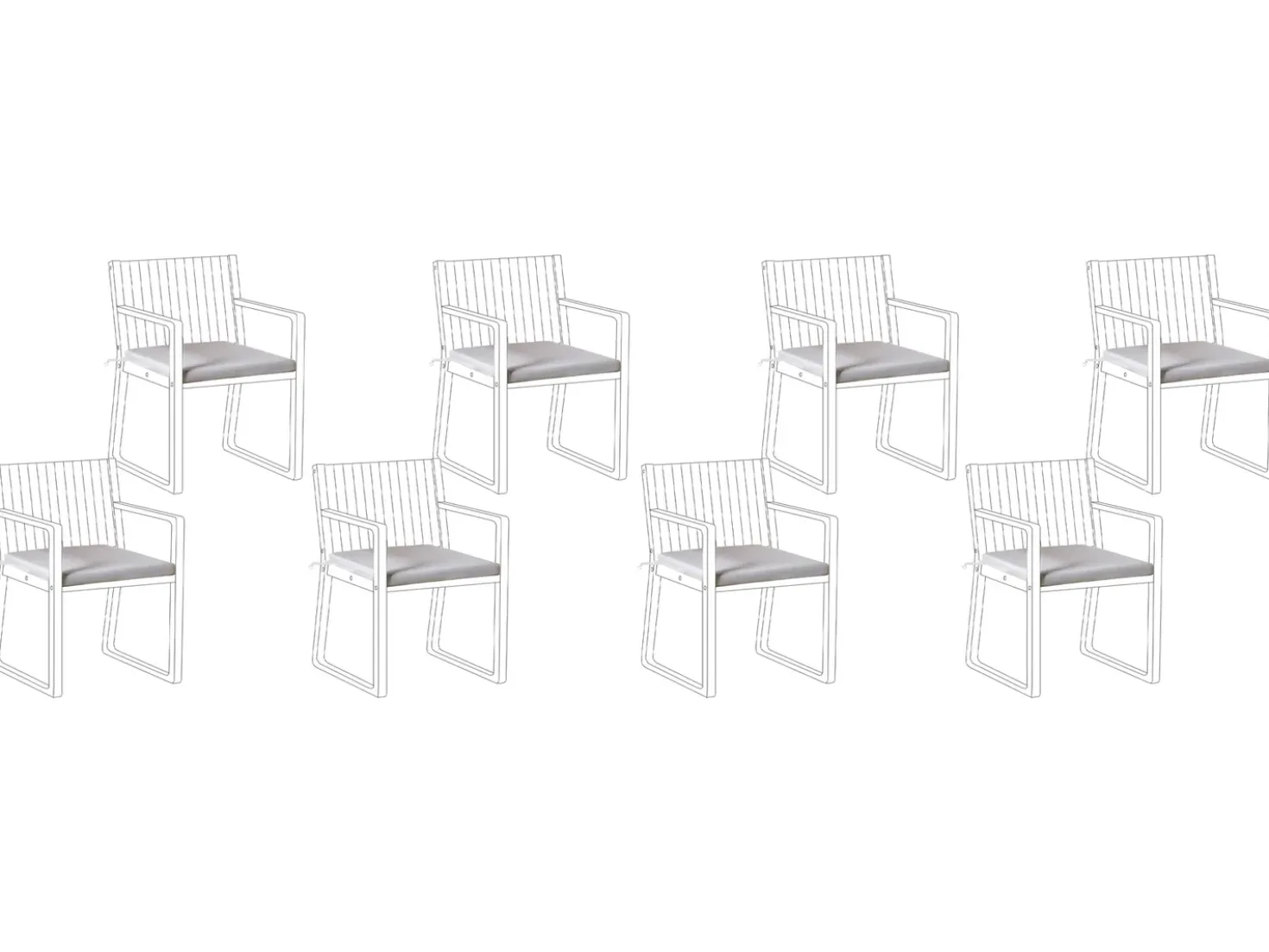 Set di 8 cuscini per sedie SASSARI PREMIUM 46 x 46 cm Grigio chiaro