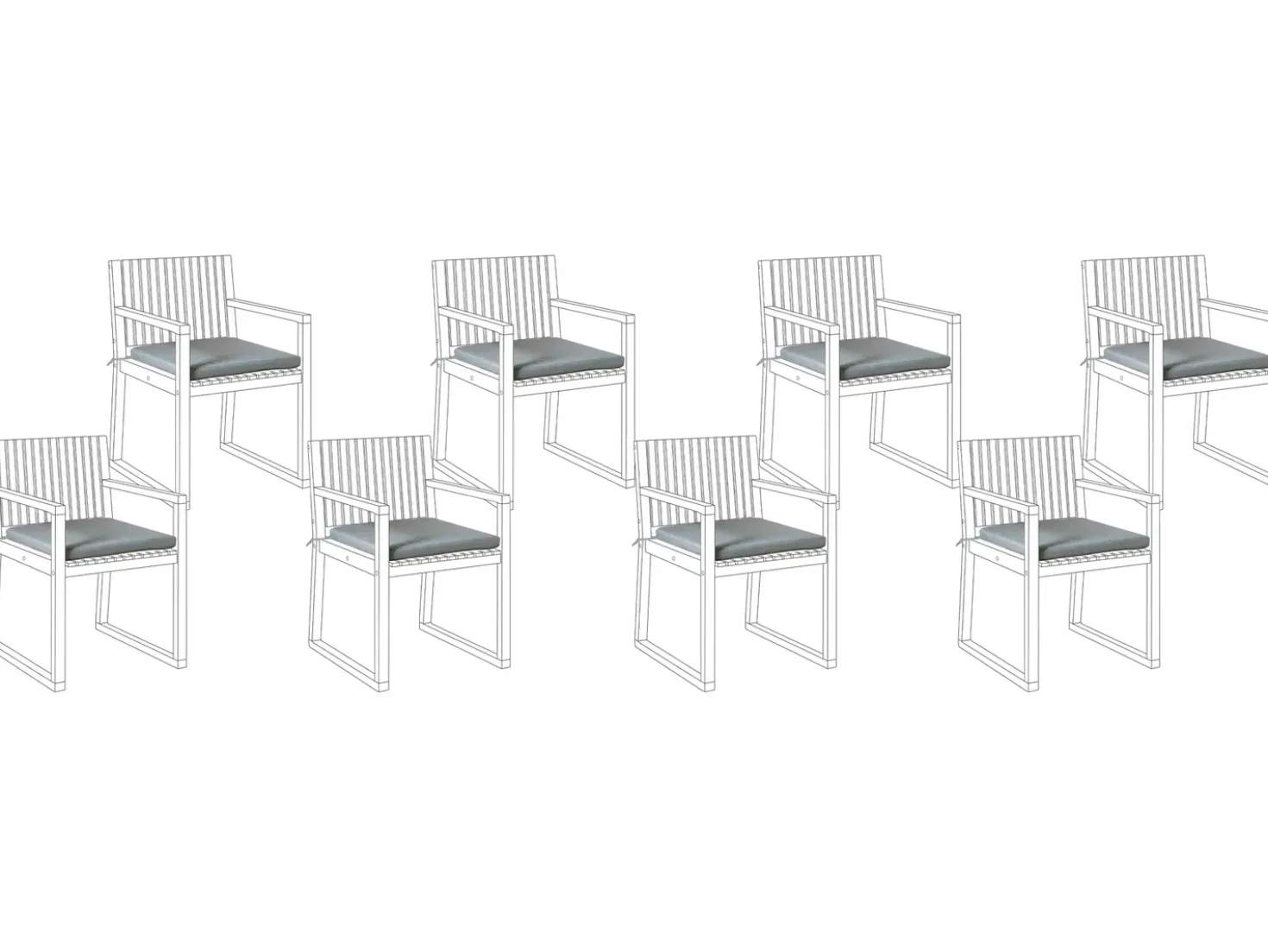 Set di 8 cuscini per sedie SASSARI PREMIUM 46 x 46 cm Grigio melange