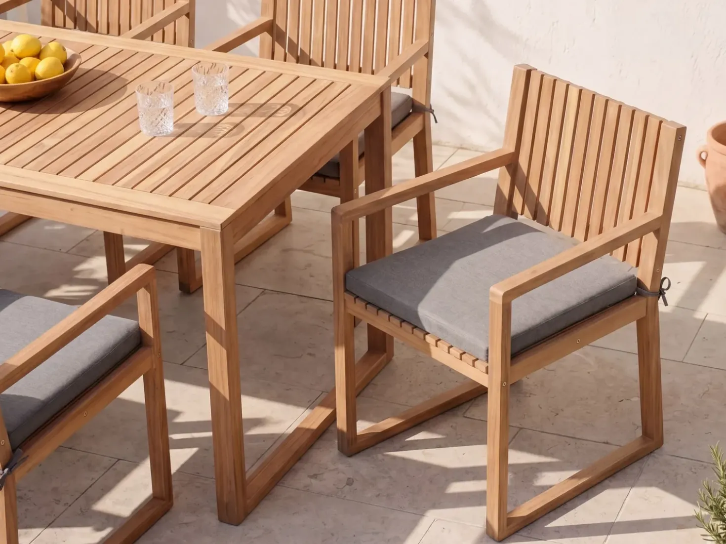 Set di 8 cuscini per sedie SASSARI PREMIUM 46 x 46 cm Grigio melange