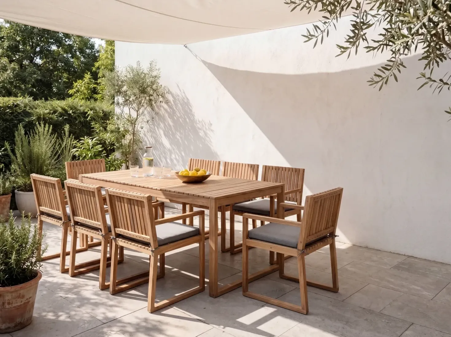 Set di 8 cuscini per sedie SASSARI PREMIUM 46 x 46 cm Grigio melange