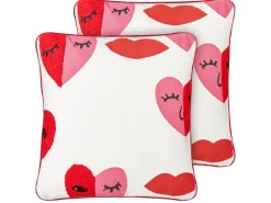 Set di 2 cuscini PERIWINKLE Cotone 45 x 45 cm Bianco Trama a cuore