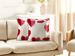 Set di 2 cuscini PERIWINKLE Cotone 45 x 45 cm Bianco Trama a cuore