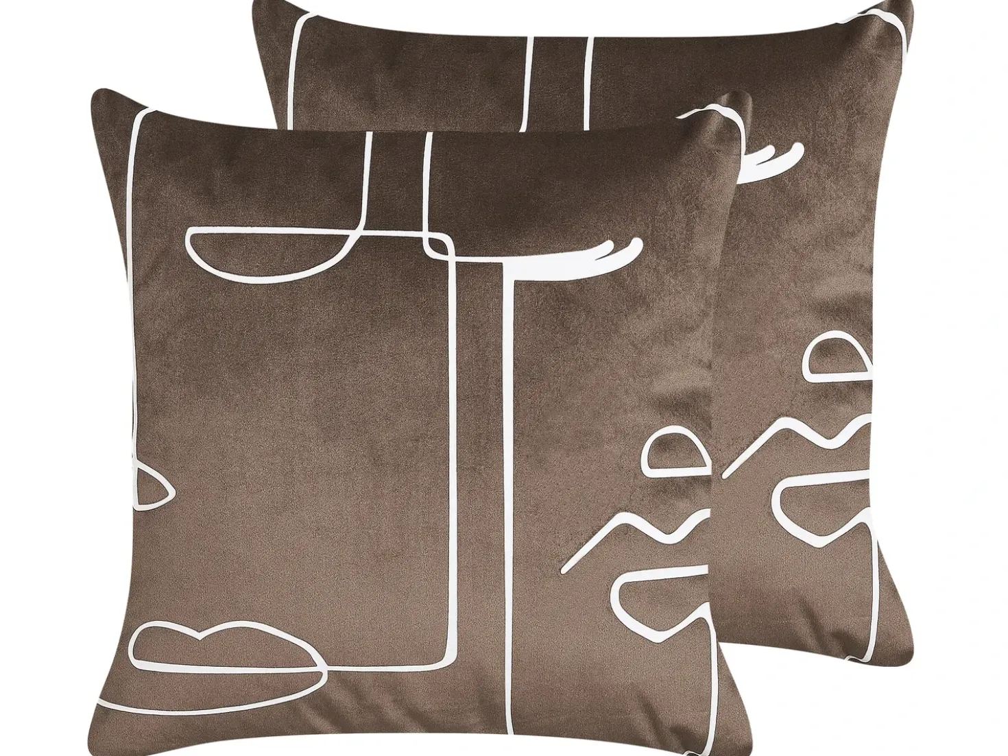 Set di 2 cuscini PHILODENDRON Velluto 45 x 45 cm Marrone Trama astratta