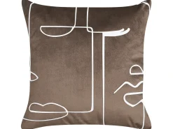 Set di 2 cuscini PHILODENDRON Velluto 45 x 45 cm Marrone Trama astratta