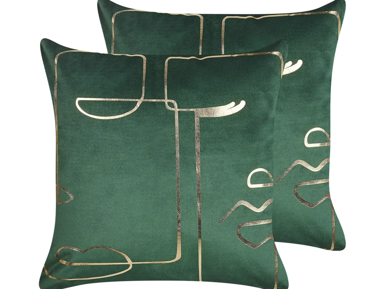 Set di 2 cuscini PHILODENDRON Velluto 45 x 45 cm Verde smeraldo Trama astratta