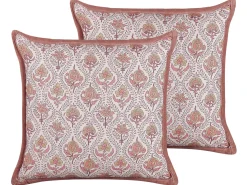 Set di 2 cuscini PICEA Velluto 45 x 45 cm Rosso Trama floreale