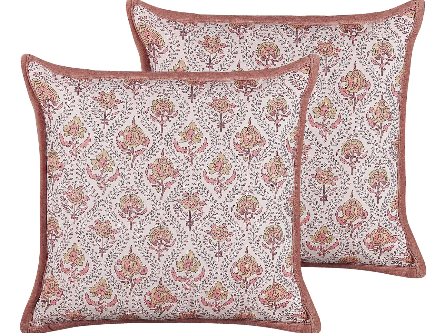 Set di 2 cuscini PICEA Velluto 45 x 45 cm Rosso Trama floreale