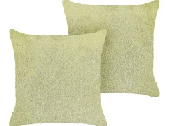 Set di 2 cuscini PILEA Finta pelliccia 45 x 45 cm Verde chiaro Tinta unita