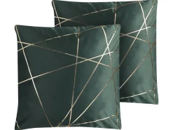 Set di 2 cuscini PINUS Velluto 45 x 45 cm Verde scuro Trama geometrica