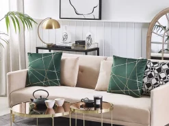 Set di 2 cuscini PINUS Velluto 45 x 45 cm Verde scuro Trama geometrica