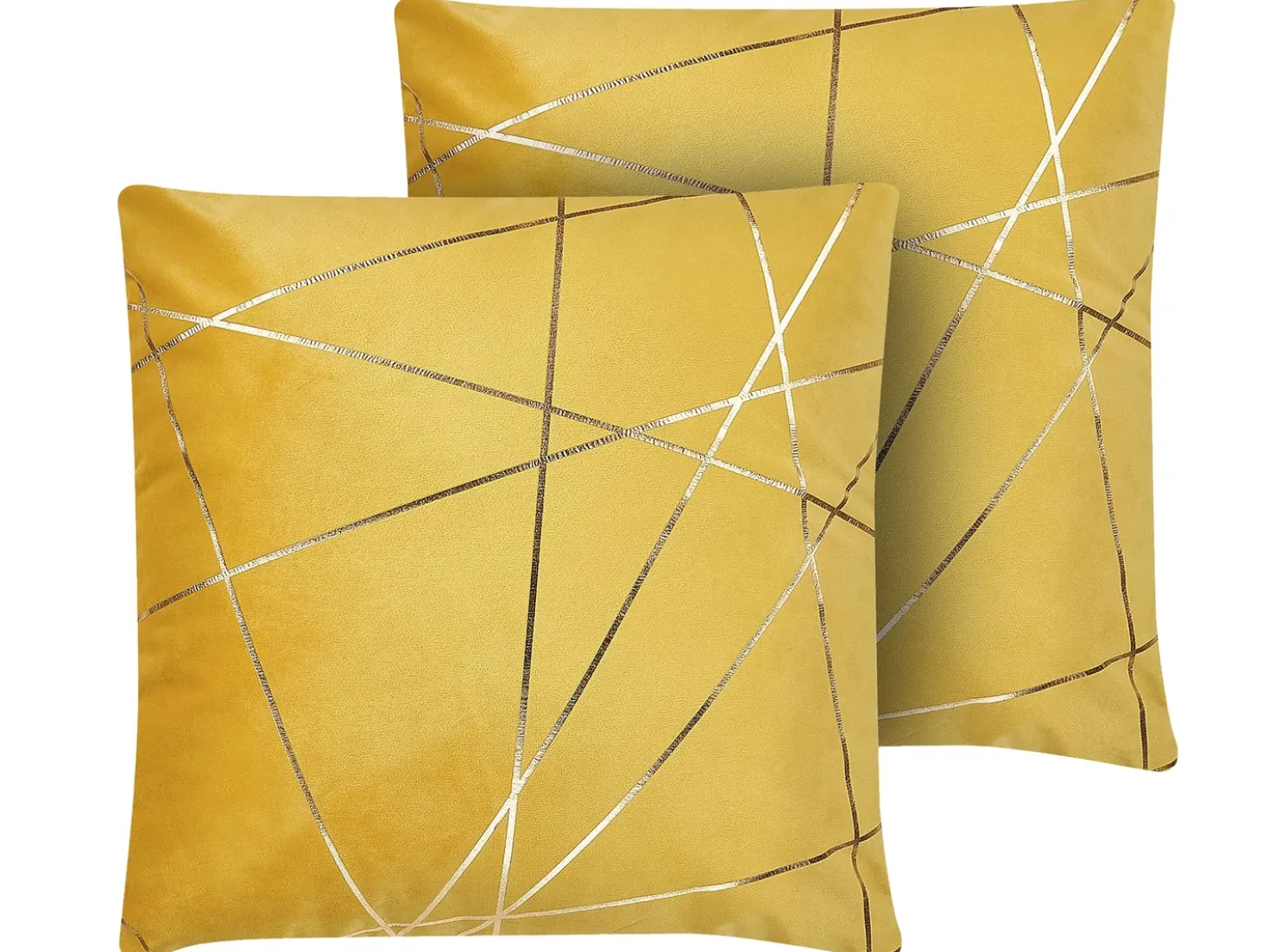 Set di 2 cuscini PINUS Velluto 45 x 45 cm Giallo Trama geometrica