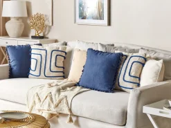 Set di 2 cuscini PLEIONE Cotone 45 x 45 cm Blu marino Trama geometrica