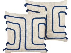 Set di 2 cuscini PLEIONE Cotone 45 x 45 cm Blu marino Trama geometrica
