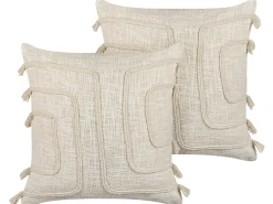 Set di 2 cuscini PLEIONE Cotone 45 x 45 cm Beige chiaro Trama geometrica