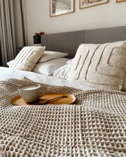 Set di 2 cuscini PLEIONE Cotone 45 x 45 cm Beige chiaro Trama geometrica