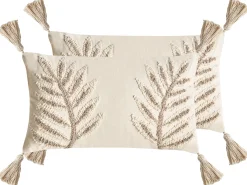 Set di 2 cuscini POMETIA Cotone 30 x 50 cm Beige Trama floreale