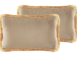 Set di 2 cuscini POTHOS Velluto 30 x 50 cm Beige Tinta unita