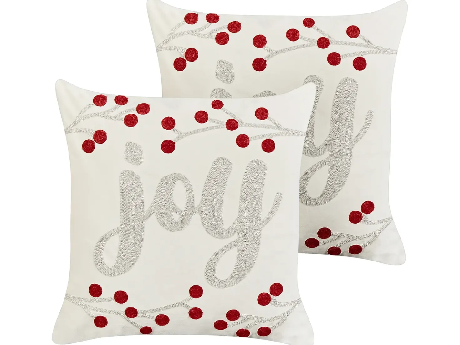 Set di 2 cuscini PRALINE Velluto 45 x 45 cm Bianco Modello natalizio