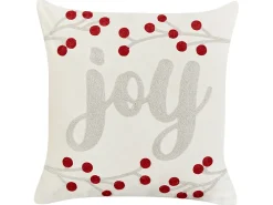 Set di 2 cuscini PRALINE Velluto 45 x 45 cm Bianco Modello natalizio