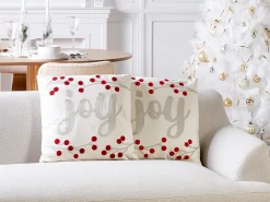 Set di 2 cuscini PRALINE Velluto 45 x 45 cm Bianco Modello natalizio