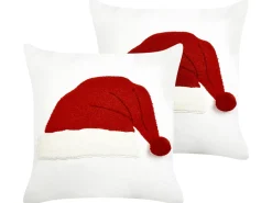 Set di 2 cuscini PRETZEL Cotone 45 x 45 cm Bianco Modello natalizio