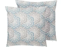 Set di 2 cuscini PRIMROSE 45 x 45 cm Azzurro Trama Ikat