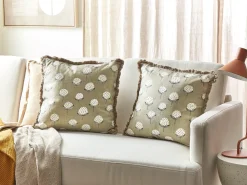 Set di 2 cuscini PSILOTALES Cotone 45 x 45 cm Beige Trama floreale